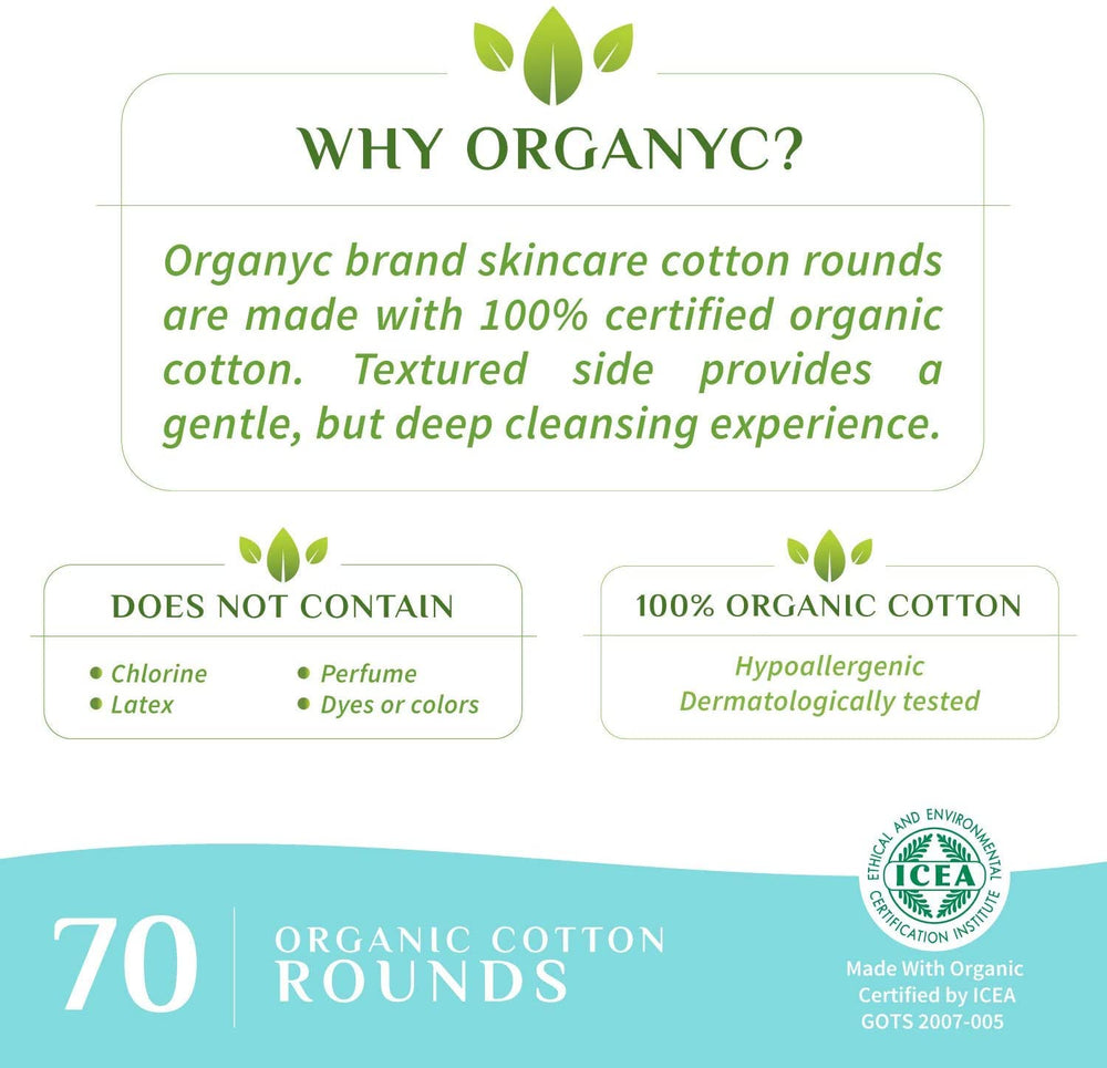 Organyc 420-count package shot suitable for routine makeup removal.