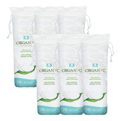 Organyc cotton rounds soft texture closeup for gentle facial care.