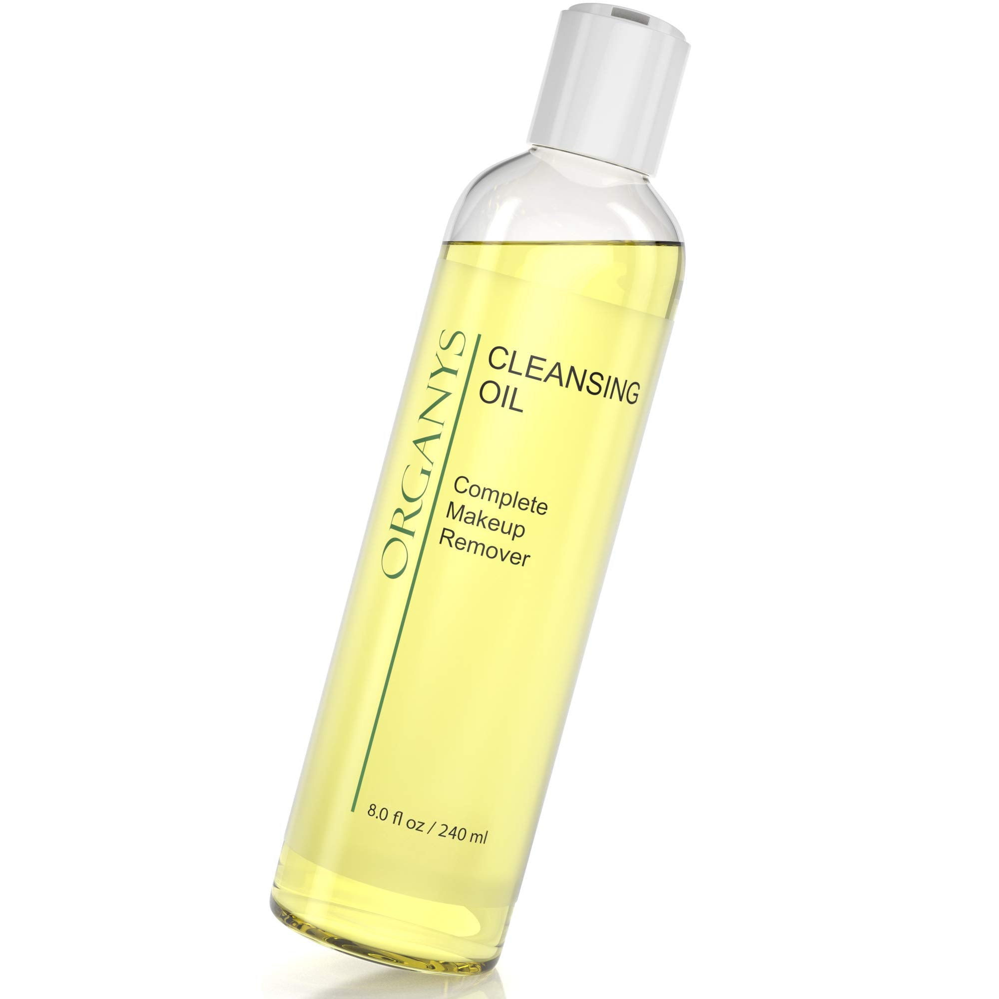 Organys cleansing oil bottle shown for daily makeup removal and hydration.