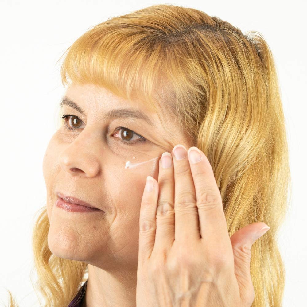 Organys Spark Rejuvenating Eye Formula after-use scene shows refreshed, awake-looking eyes.