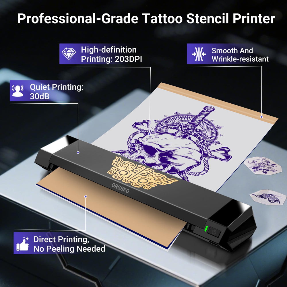 ORGBRO X8 wireless tattoo printer with built-in battery for cable-free sessions