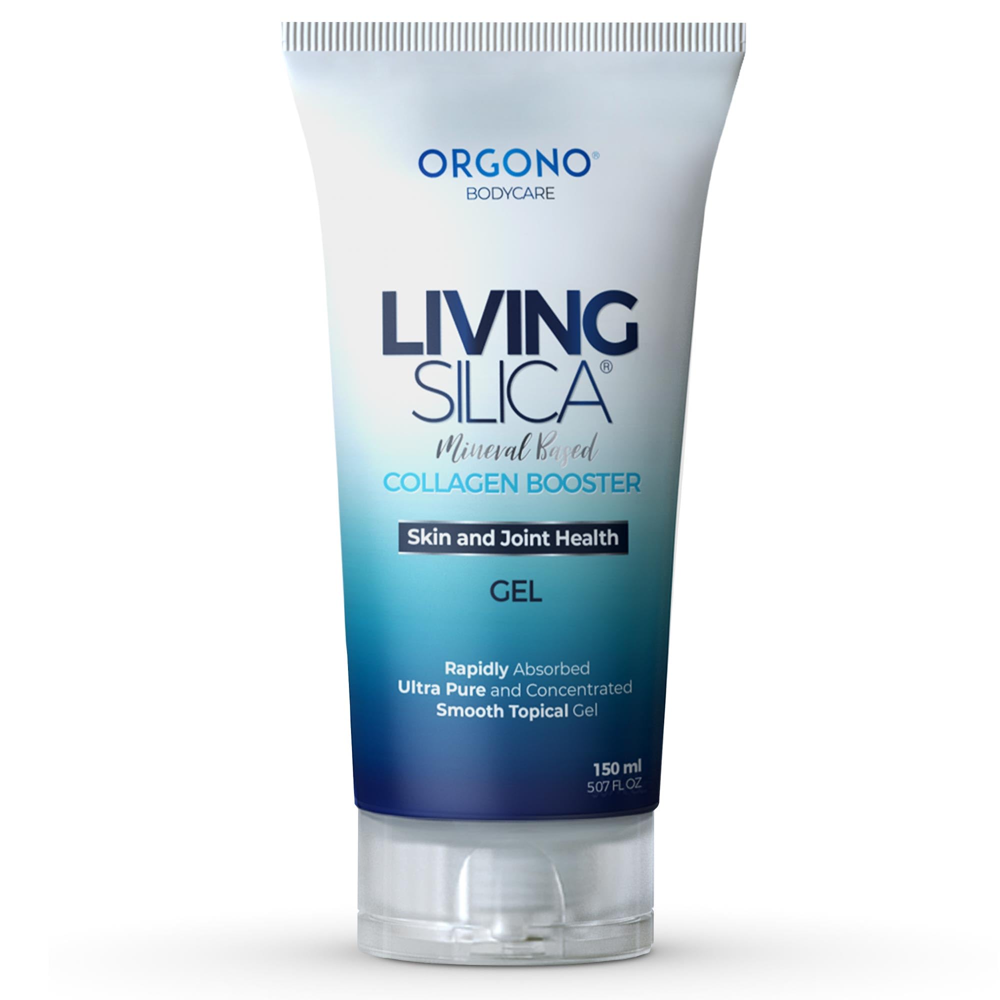 Orgono Living Silica gel bottle for potential skin hydration and joint support.