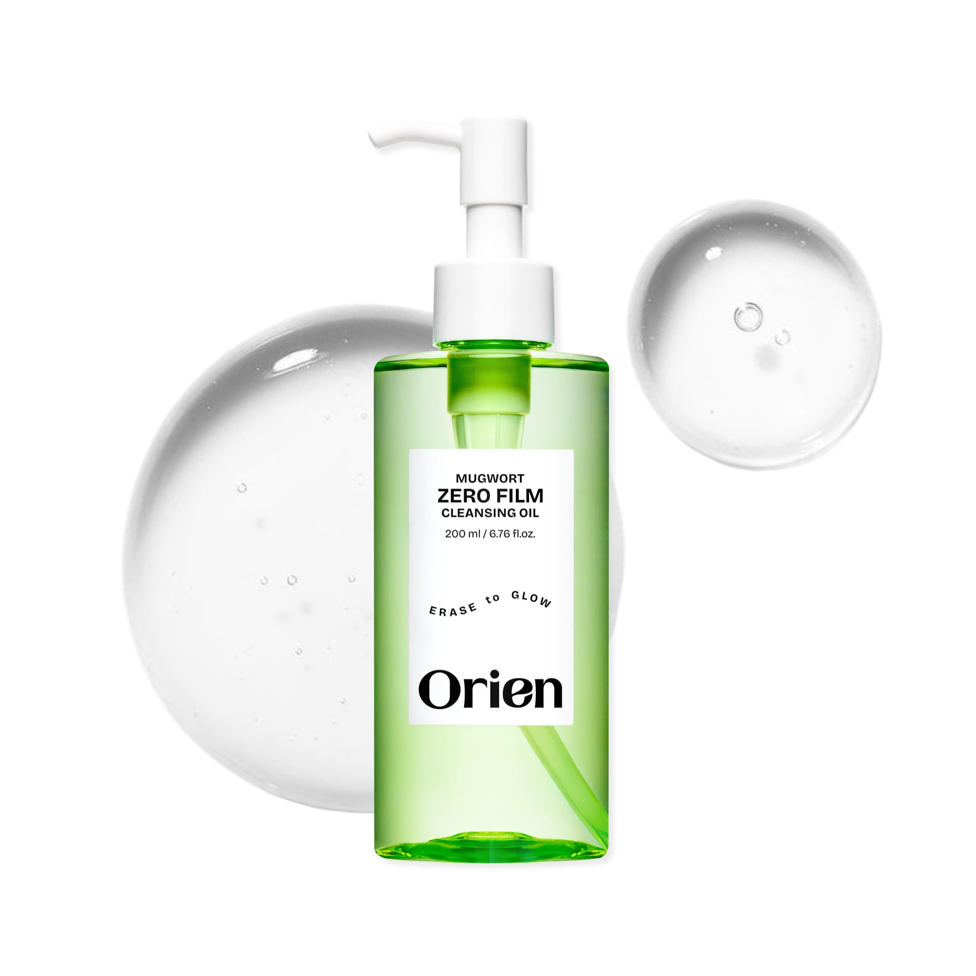 Orien Mugwort Zero Film Cleansing Oil bottle for gentle makeup removal without pore clogging.