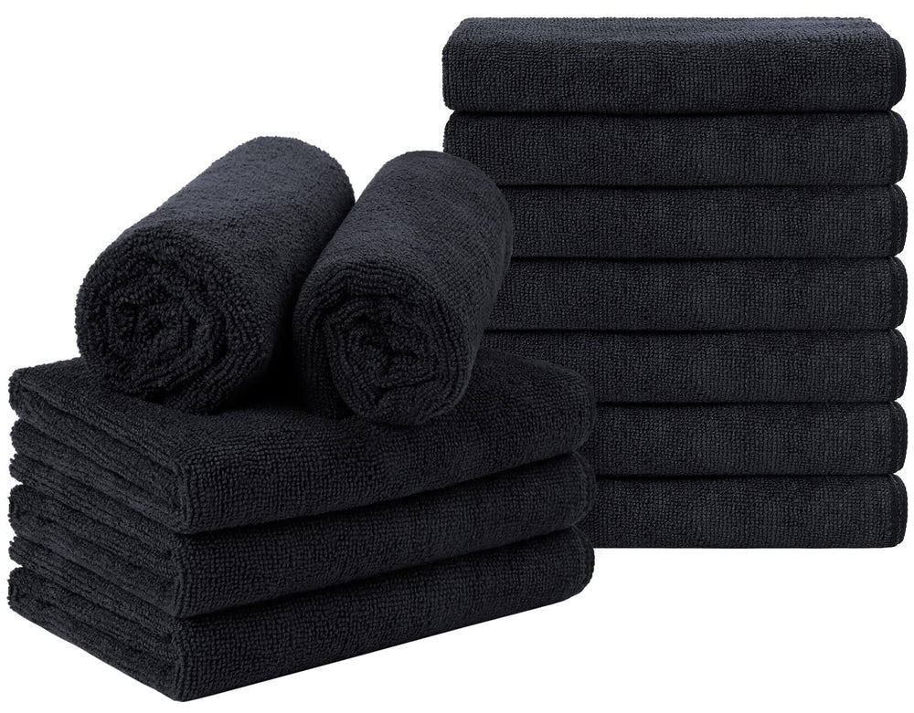 Orighty black salon towel pack 12 delivers ultra-soft microfiber for fast hair drying.
