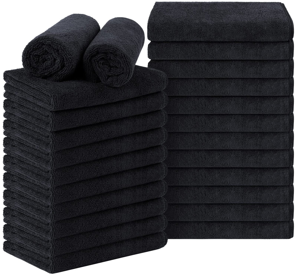Orighty black salon towel pack 24 16x29 for fast moisture absorption