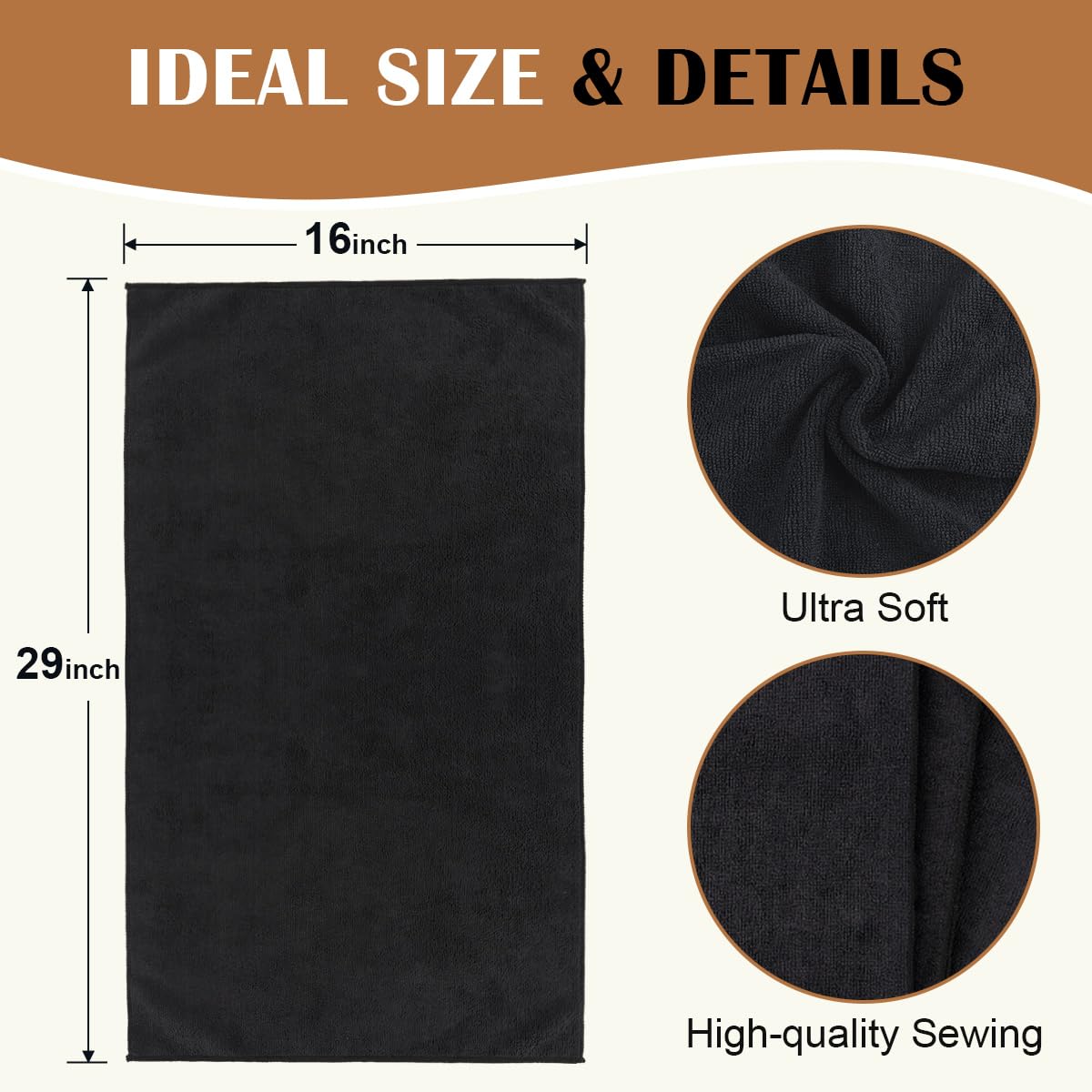 Orighty black salon towels provide soft, luxurious client comfort.