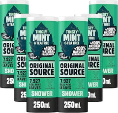 Original Source Tea Tree & Mint Shower Gel pack of six bottles ready for daily refreshment.