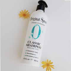 Original Sprout Classic Shampoo bottle back label highlights pH-balanced, gentle care.