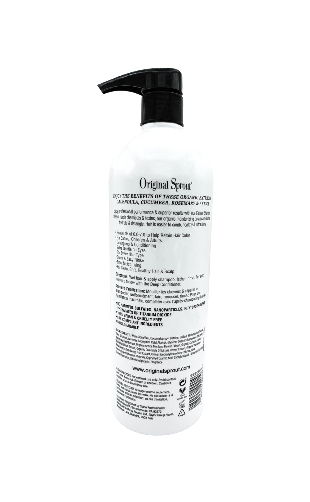 Original Sprout Classic Shampoo USA-made packaging with California origin
