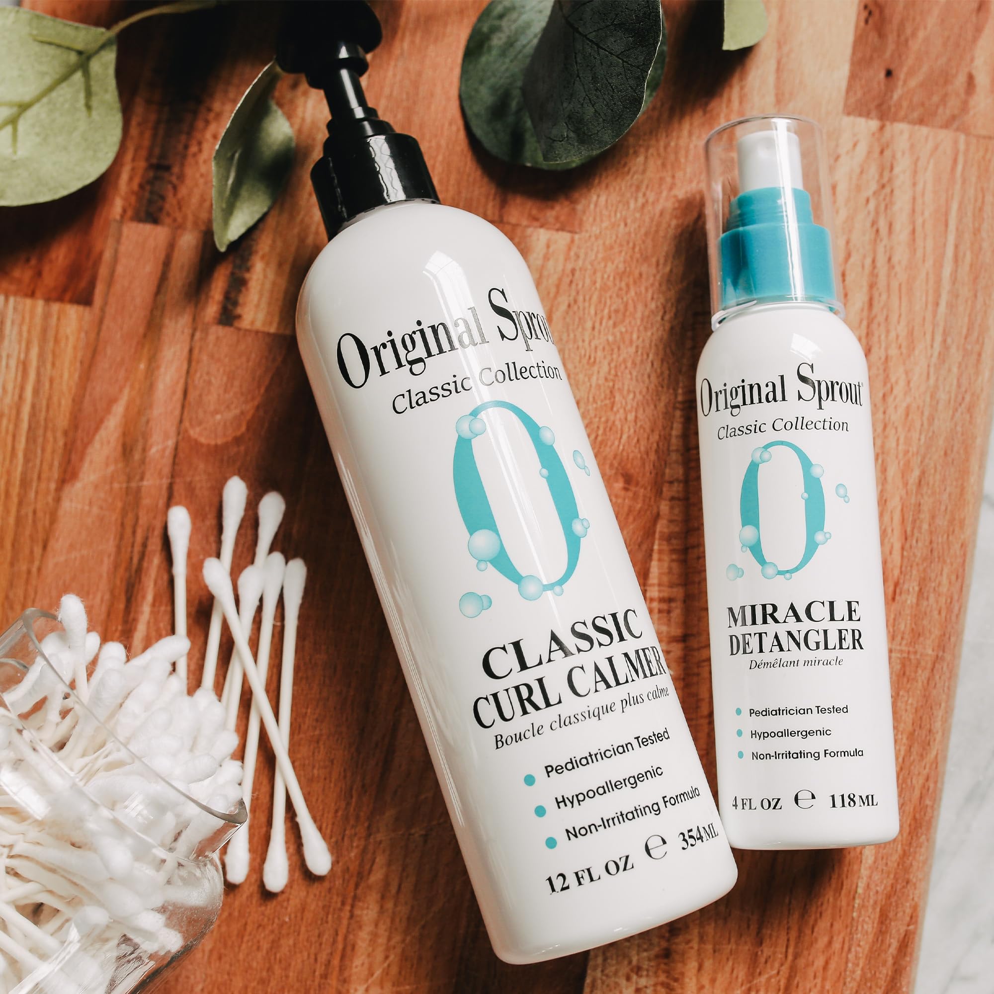 Original Sprout Curl Calmer hair application demonstrates damp hair styling with no rinse