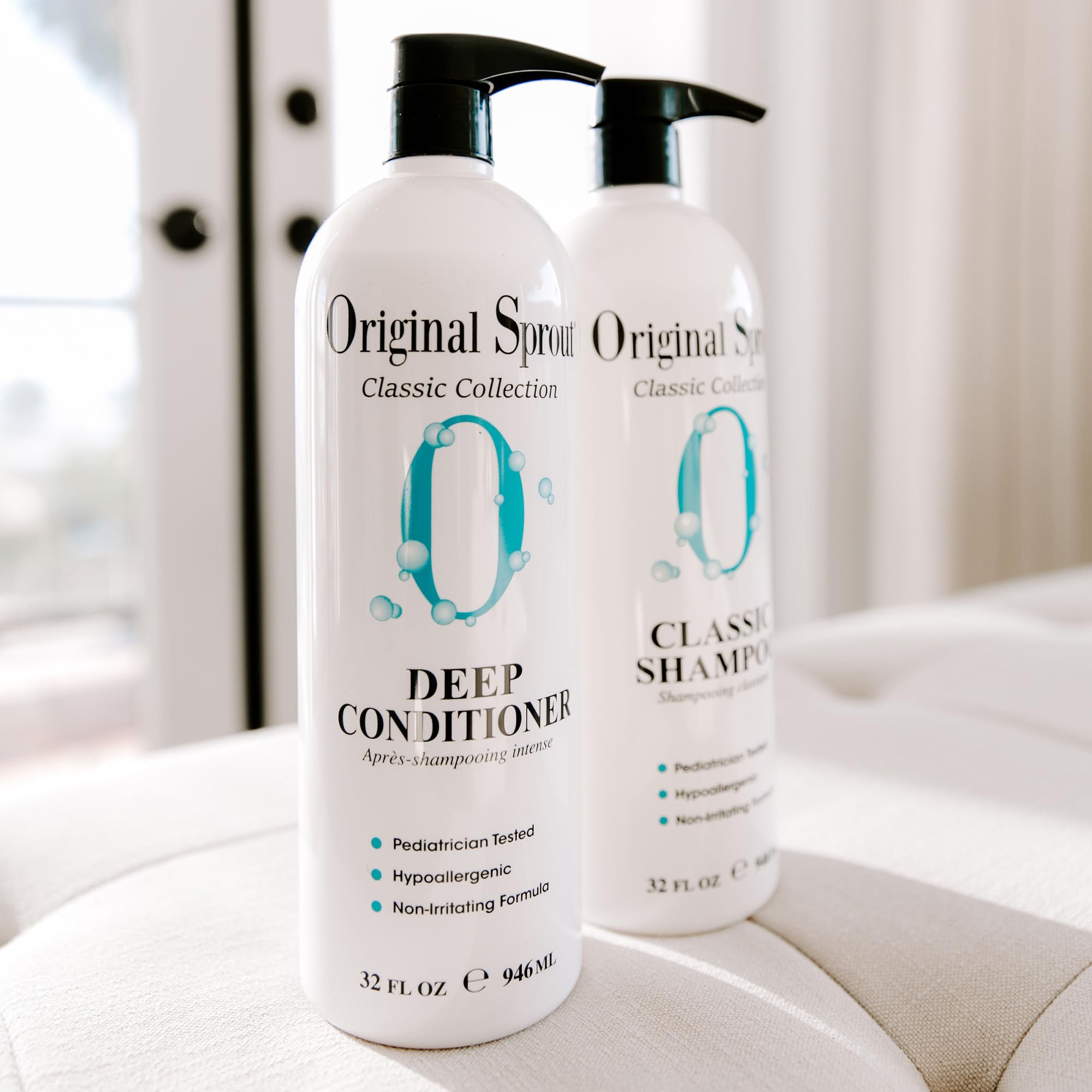 Original Sprout Deep Conditioner highlights calendula, cucumber, arnica, and rosemary for soothing care.