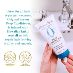 Original Sprout Deep Conditioner hair application shows smooth detangling potential