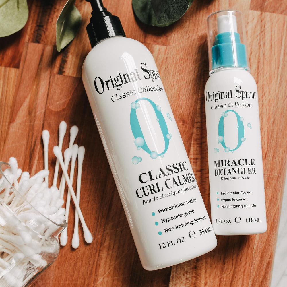 Close-up of Miracle Detangler bottle for a clean, plant-based formula