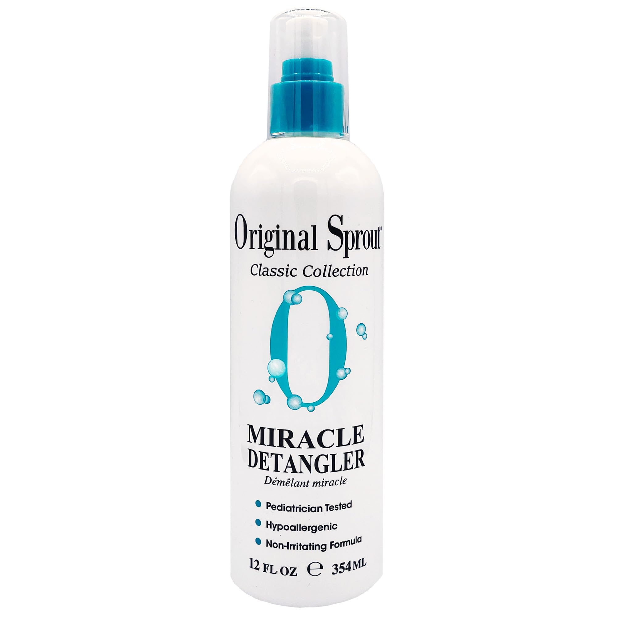 Original Sprout Miracle Detangler Spray bottle shows lightweight, non-greasy detangling for all hair types.