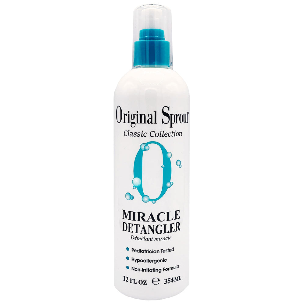 Original Sprout Miracle Detangler Spray bottle shows lightweight, non-greasy detangling for all hair types.