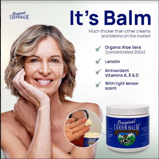 Original Udder Balm with Aloe Vera and vitamins appears for post-sun moisture care.