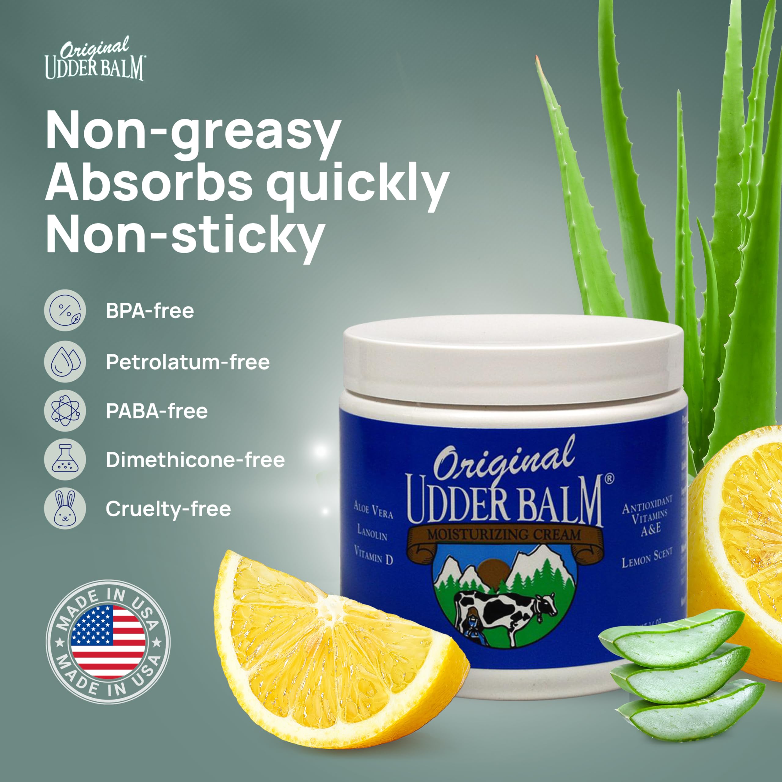 Original Udder Balm being applied to hands for dry skin care.