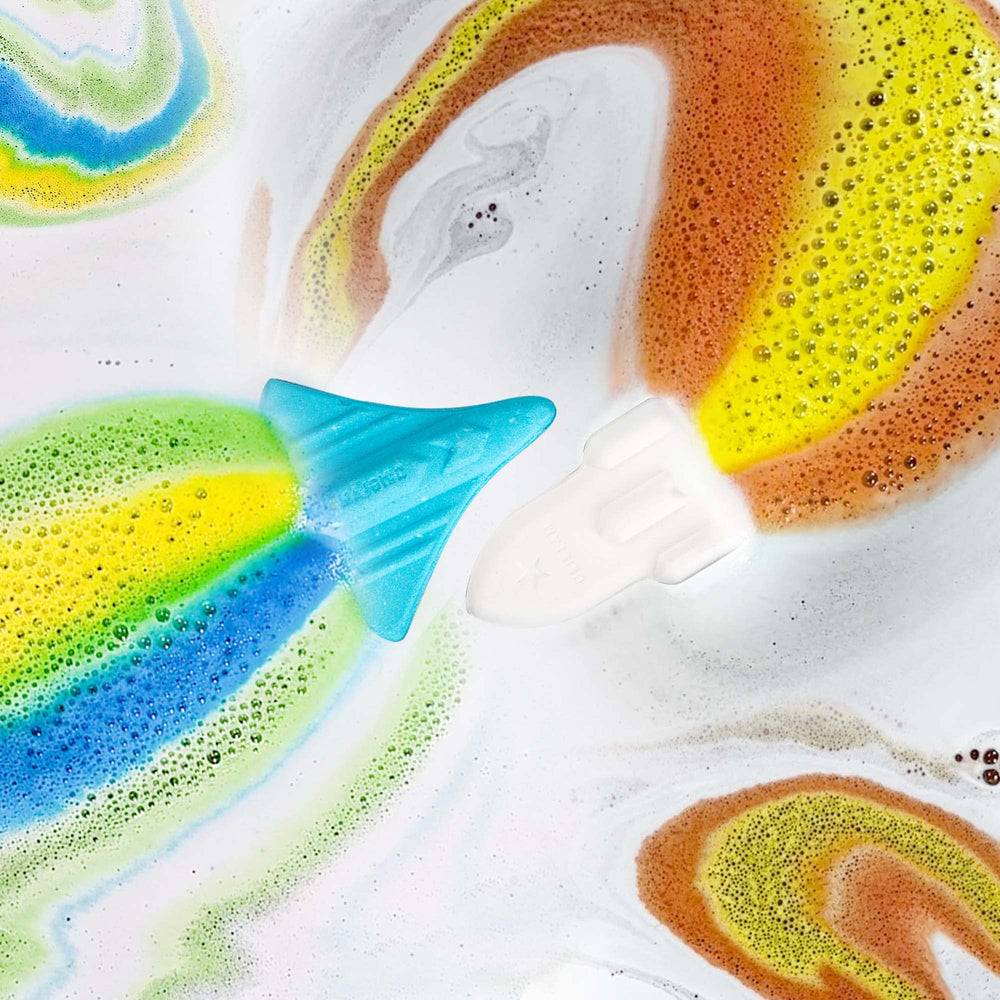 ORIGLAM rocket bath bomb delivers soaring colors for a playful sensory routine
