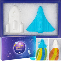 ORIGLAM space shuttle bath bomb creates colorful trails for engaging bath time