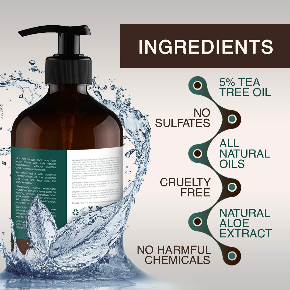 ORISO Tea Tree Oil Body Wash bottle on shelf projecting a gentle, moisturizing daily ritual