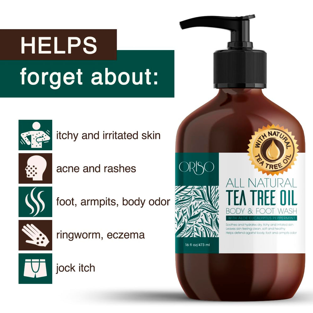 ORISO Tea Tree Oil Body Wash with Aloe supports moisturized skin during daily use