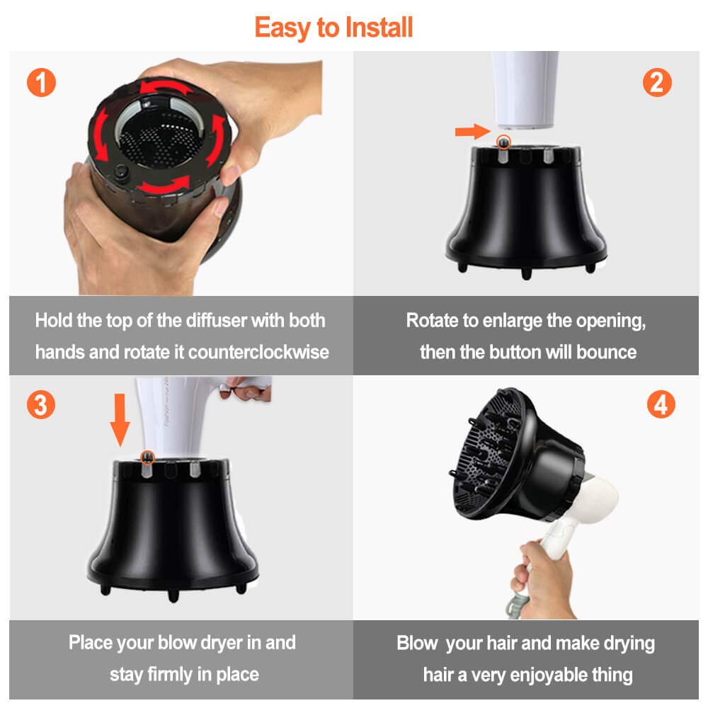 Orista Finds hair diffuser easy-clip attachment saves time during styling.