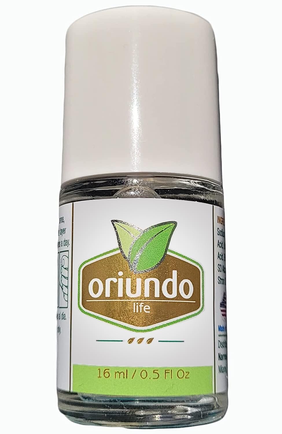 Oriundo Natural Life nail-solution bottle shows premium formula for healthier nails.