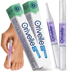 Orivelle Nail Fungus Pen bottle close-up showing targeted under‑nail application for appearance.
