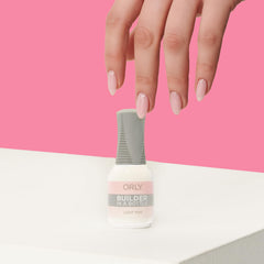 Orly GELFX Builder Light Pink bottle swirl demonstrates self-leveling coverage for smooth results.