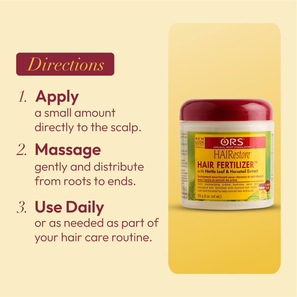 ORS HAIRRESTORE before-after hinting at improved hair appearance with use