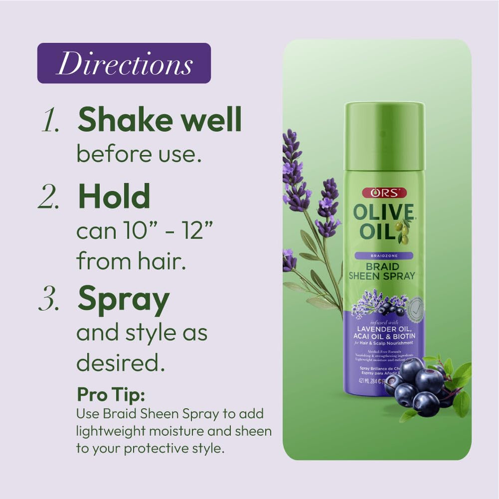 ORS Olive Oil Braidzone packaging and bottle art conveys a lightweight, protective styling solution.