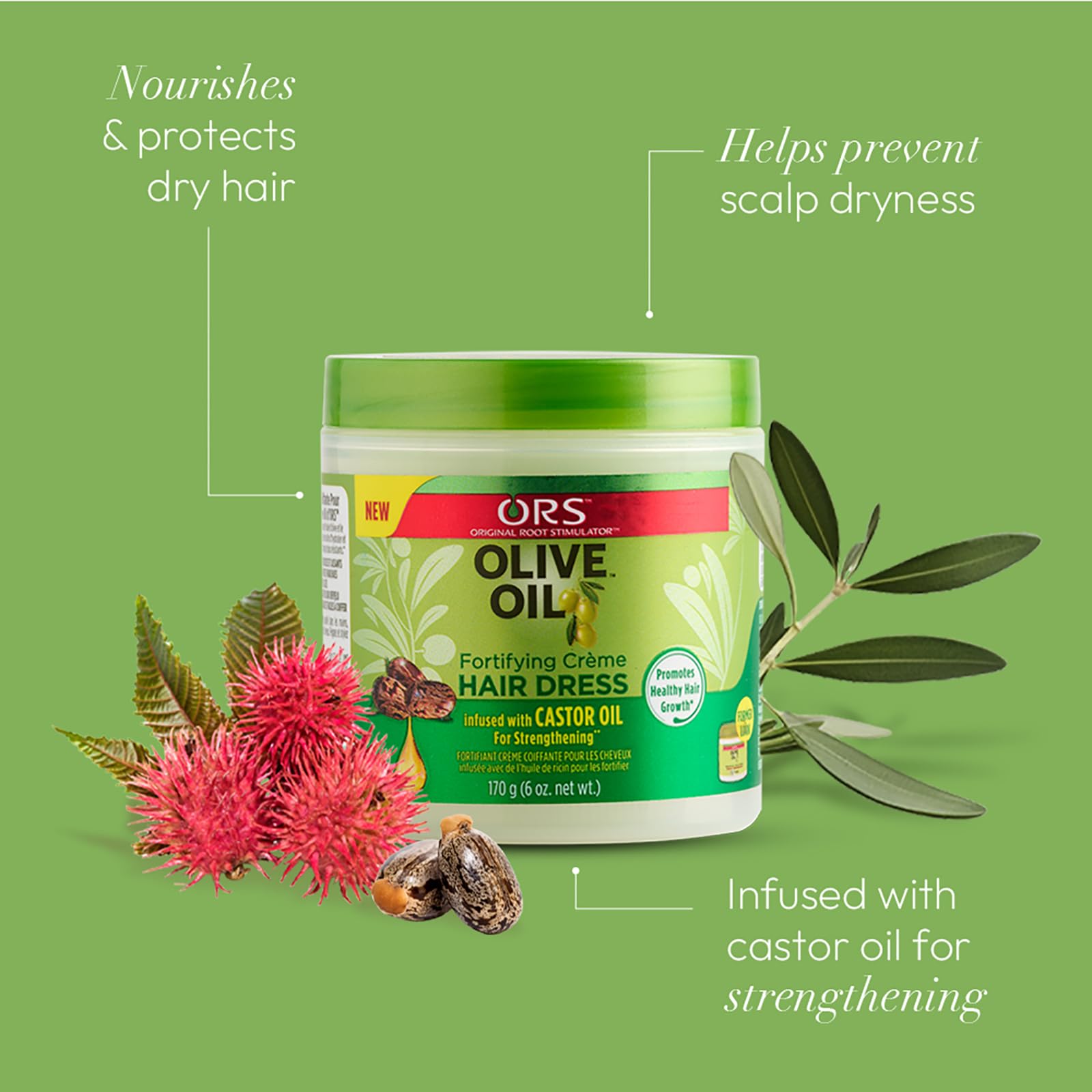 ORS Olive Oil Fortifying Cream Hair Dress texture on palm promising softness