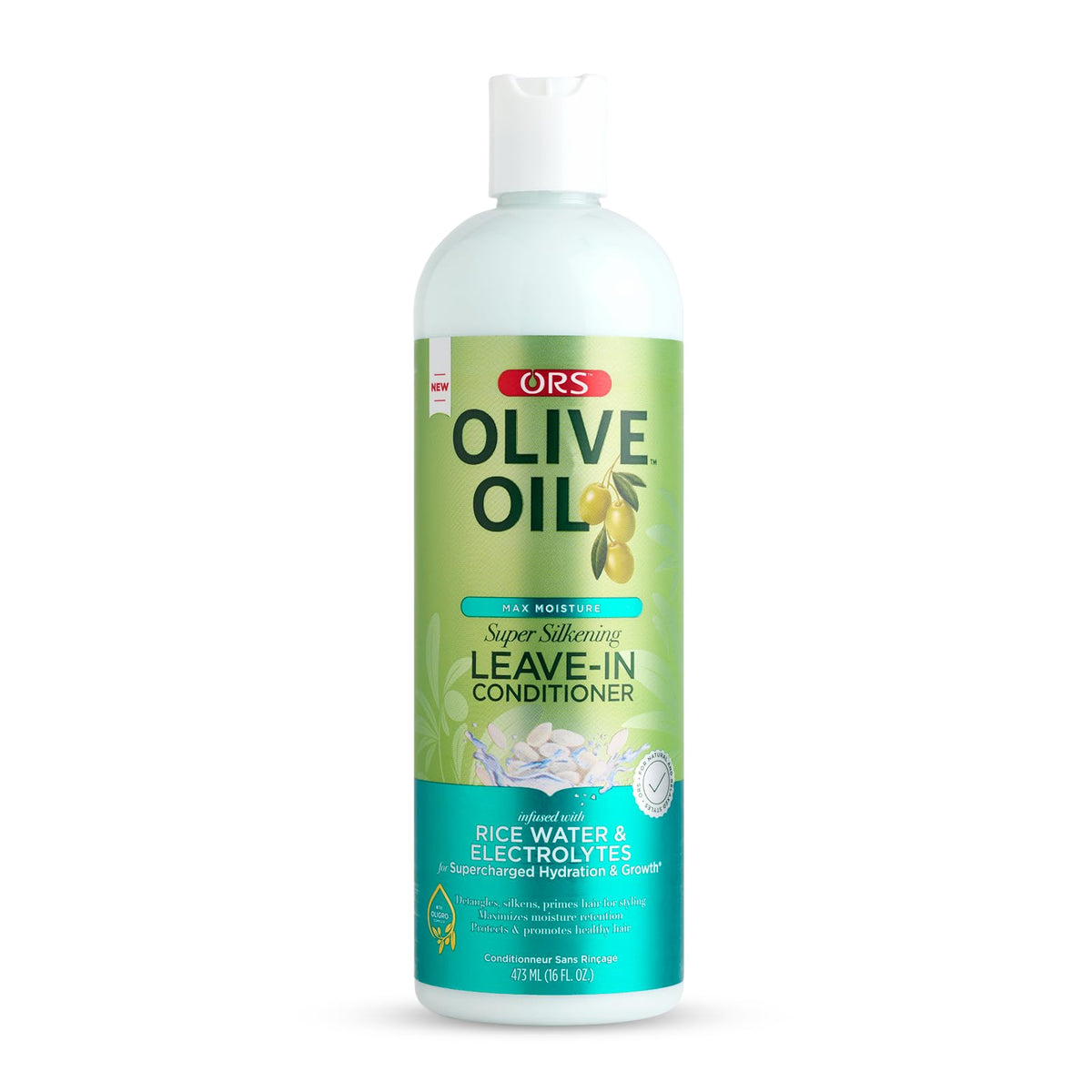 ORS Olive Oil Max Moisture leave-in bottle for deep conditioning and radiant shine.