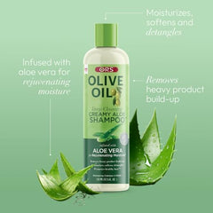 ORS Olive Oil Moisture Restore label closeup highlights nourishing oils.