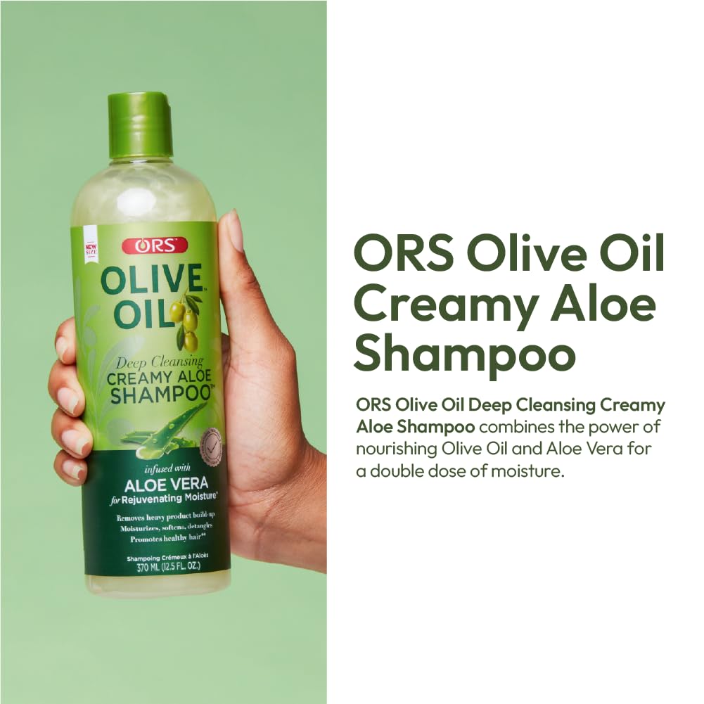 ORS Olive Oil Moisture Restore shampoo lather shows gentle cleansing action.