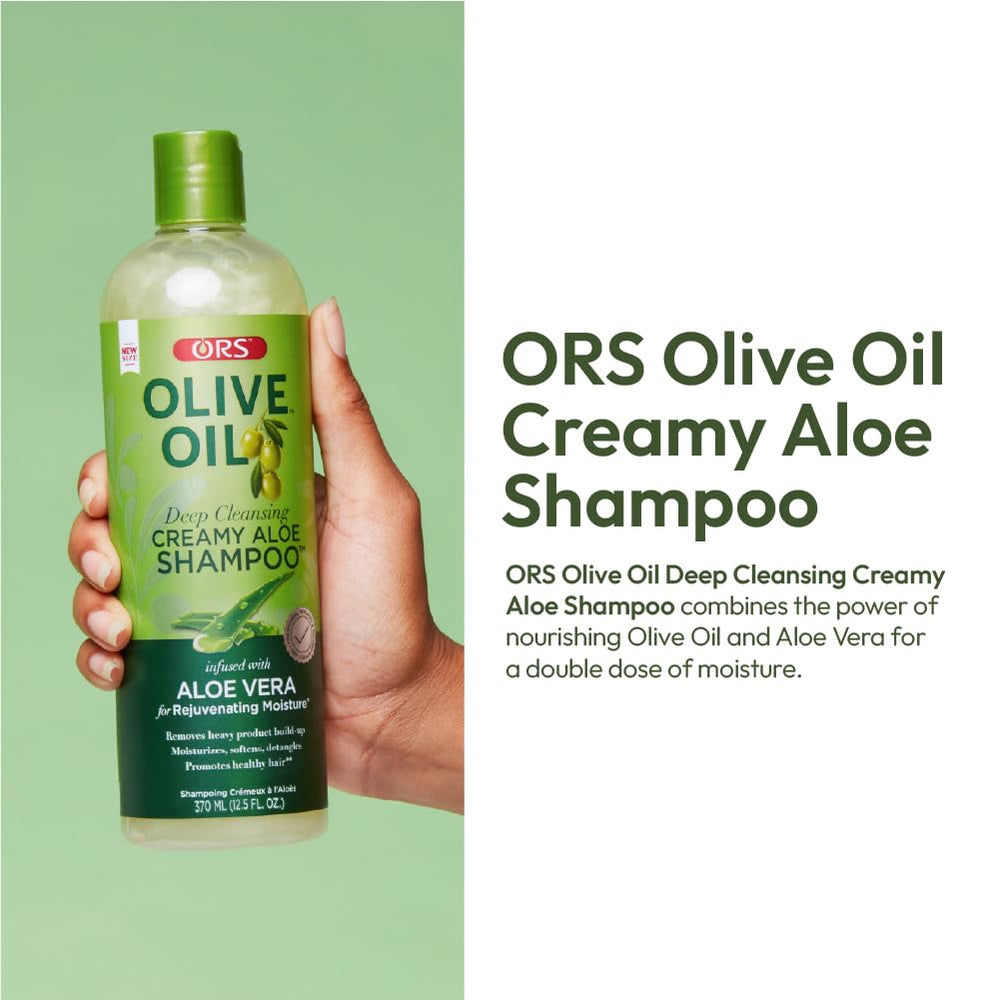 ORS Olive Oil Moisture Restore shampoo lather shows gentle cleansing action.