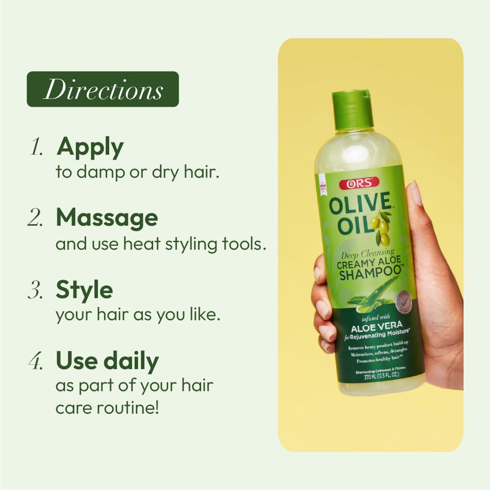 ORS Olive Oil Moisture Restore wet hair after wash shows natural shine.