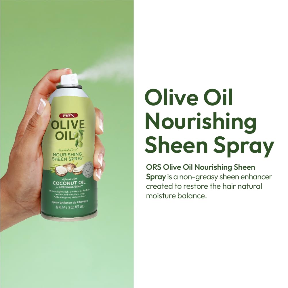 ORS Sheen Spray with coconut oil creates restorative shine on all textures