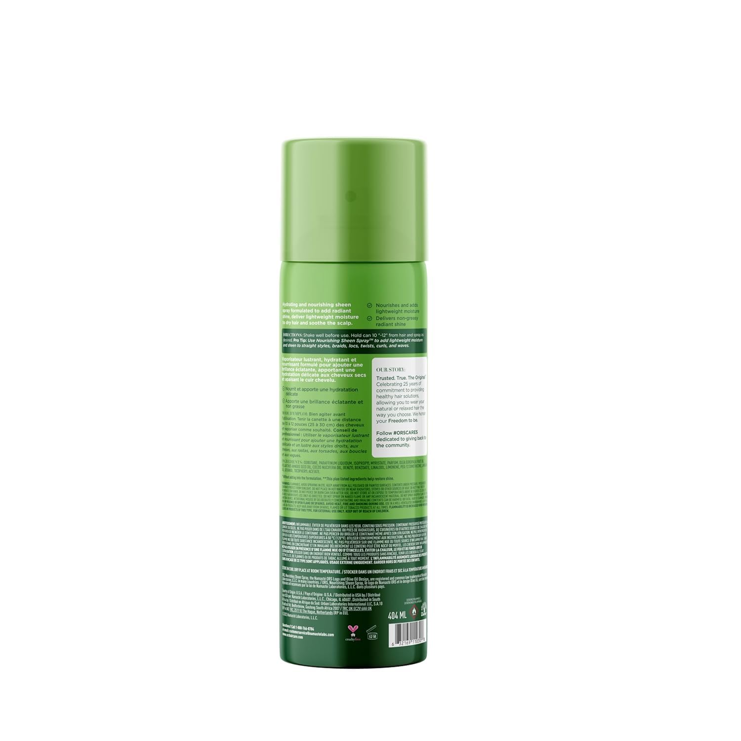 ORS Olive Oil Nourishing Sheen Spray on-braids adds healthy sheen.