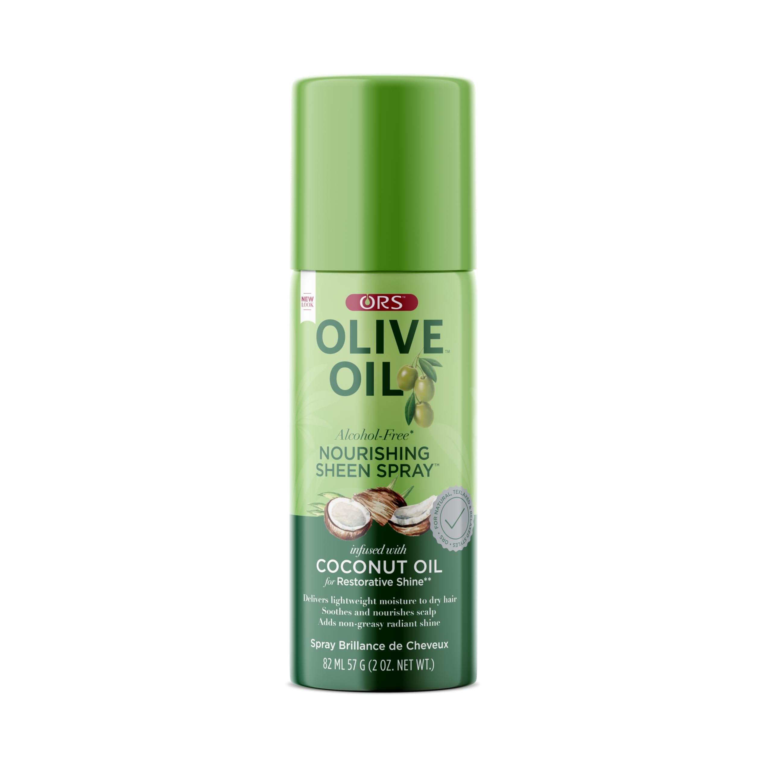 ORS Nourishing Sheen Spray travel-size bottle for easy touch-ups on the go