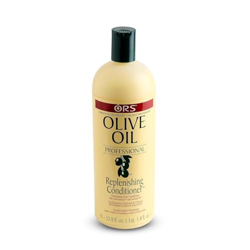 ORS Olive Oil Professional Replenishing Conditioner texture close-up hints at rich moisture.