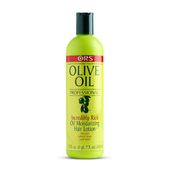 ORS Olive Oil Professional rich oil moisturizing lotion bottle for silky hydration.