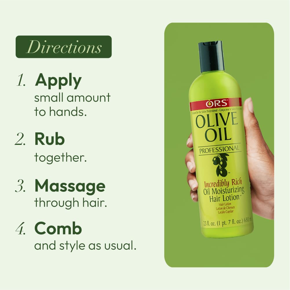 ORS Olive Oil Professional packaging and pump for easy use.