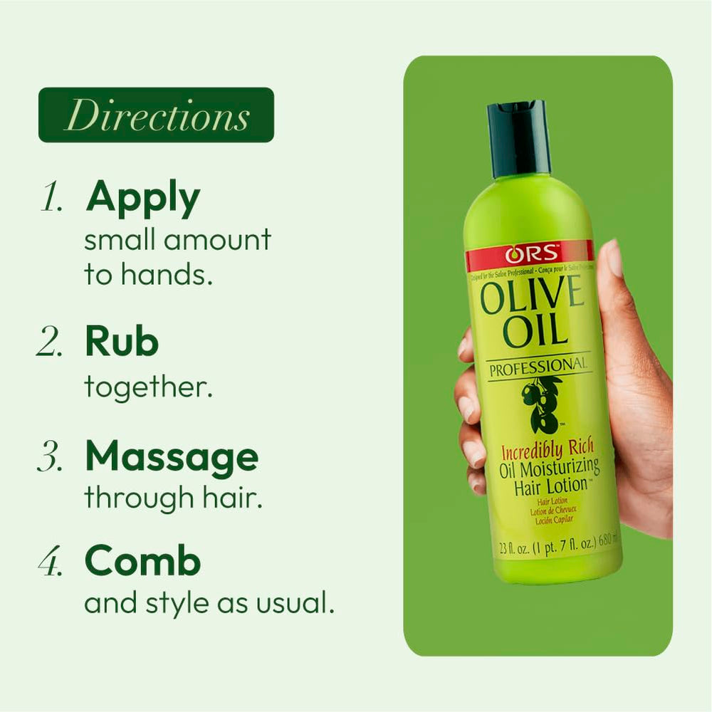 ORS Olive Oil Professional packaging and pump for easy use.
