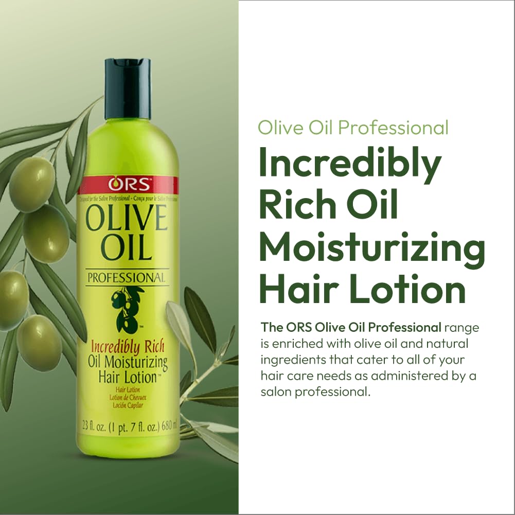 ORS Olive Oil Professional salon-inspired results vibe in sleek bottle.