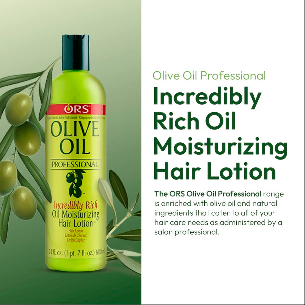 ORS Olive Oil Professional salon-inspired results vibe in sleek bottle.