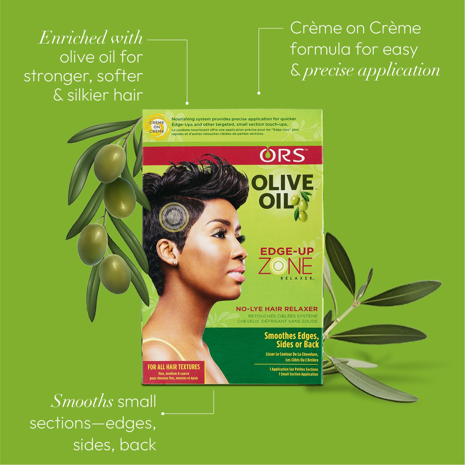 ORS Olive Oil Zone Relaxer Base shown for balanced, damage-minimizing application.