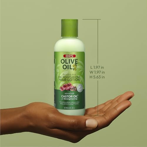 Creamy, nourishing texture of ORS Olive Oil Hair Lotion shown in close focus