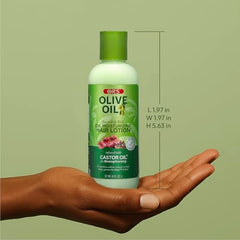 Creamy, nourishing texture of ORS Olive Oil Hair Lotion shown in close focus