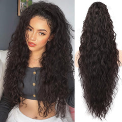 ORSUNCER claw-long-wavy ponytail clip black brown for secure daily wear.